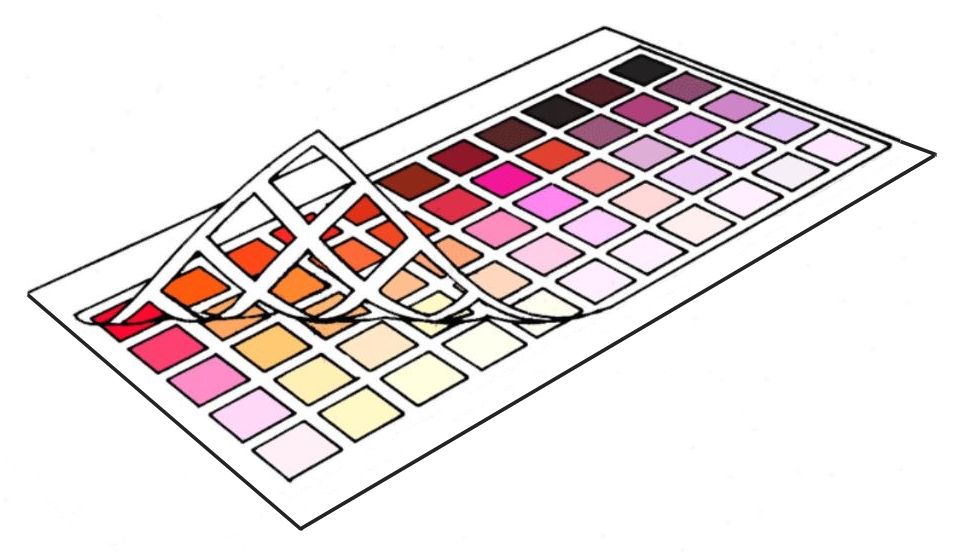 Graphic rendition of a Color Chart after mixtures are applied
